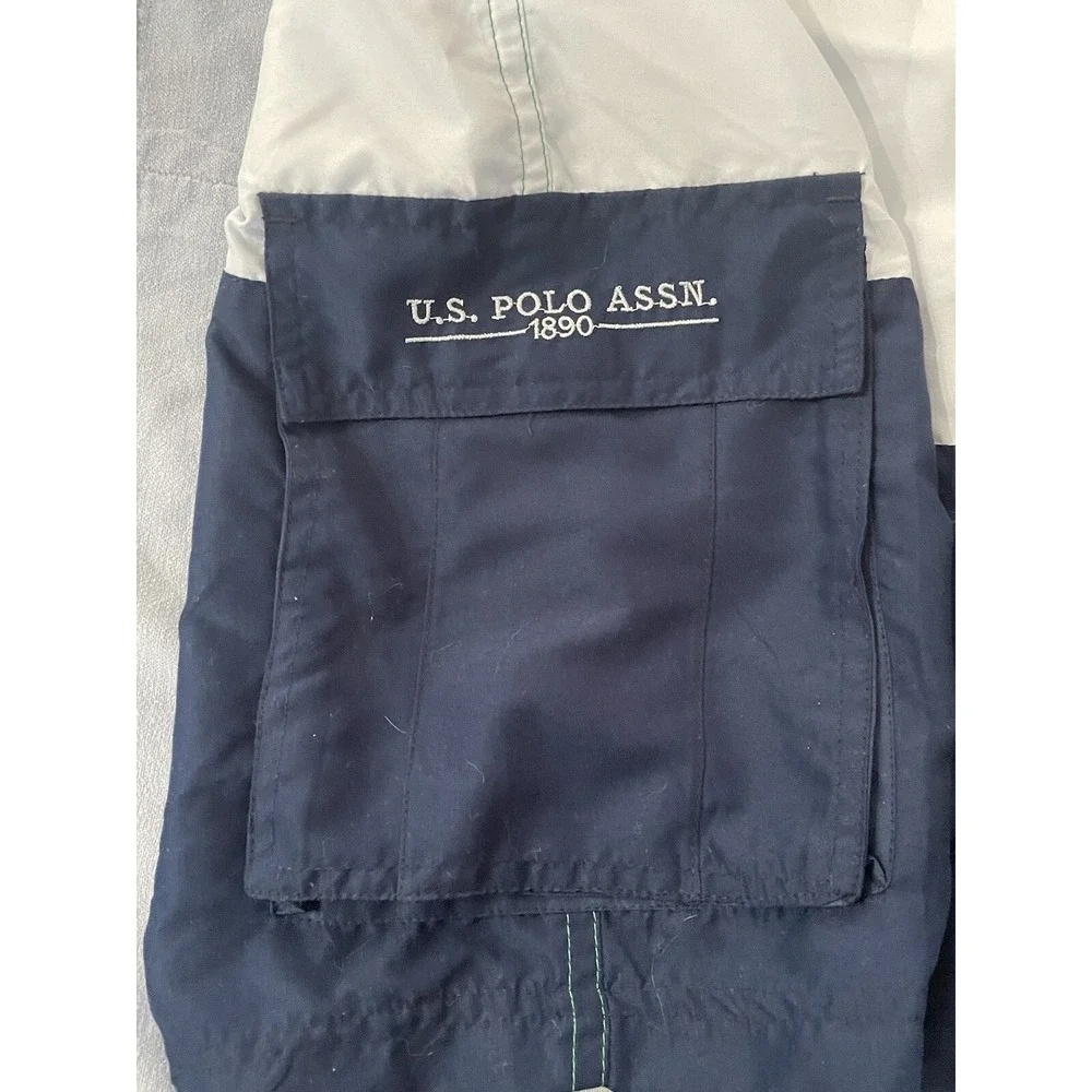 Men US Polo Assn Cargo Line Elastic Embroidered Swim Trunks XXL Green Blue White